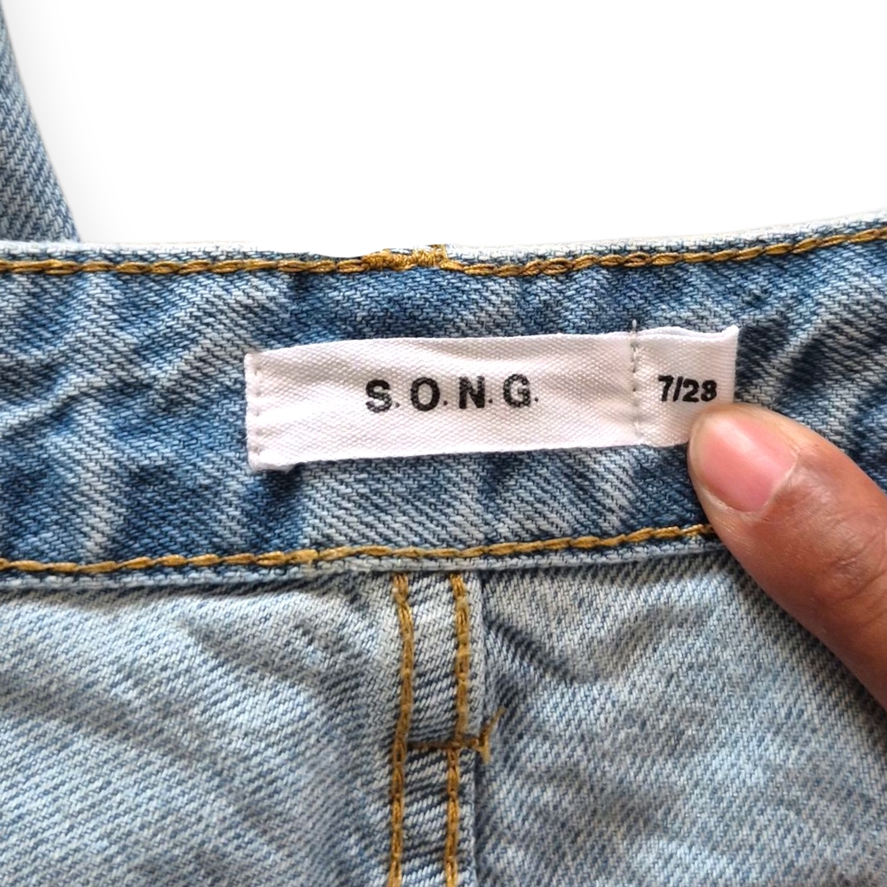 S.O.N.G. Denim Jorts-Long Shorts Light Denim Wash Sz 7/28 - Picture 5 of 7